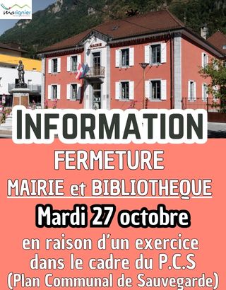 Fermeture mairie et biblio PCS